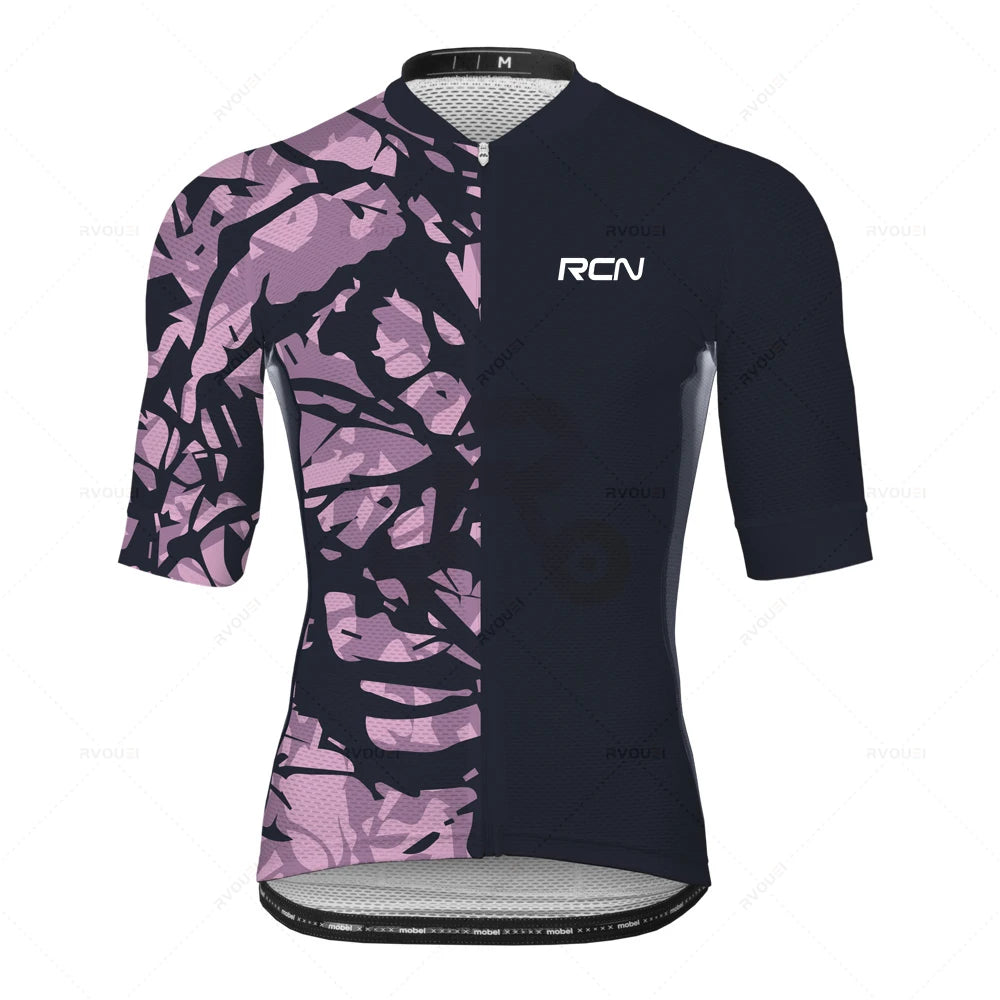 2025 RCN Pro Team Cycling Jersey Set – Men’s Short Sleeve Road Bike & MTB Racing Kit, Breathable Summer Bicycle Clothing with Bib Shorts