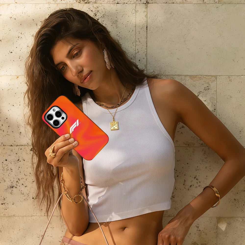 Orange F1 Racing Car Phone Case for IPhone 16 15 14 13 12 11 X XS XR XSMAX 7 8 Pro Max Plus Double-layer Back Cover