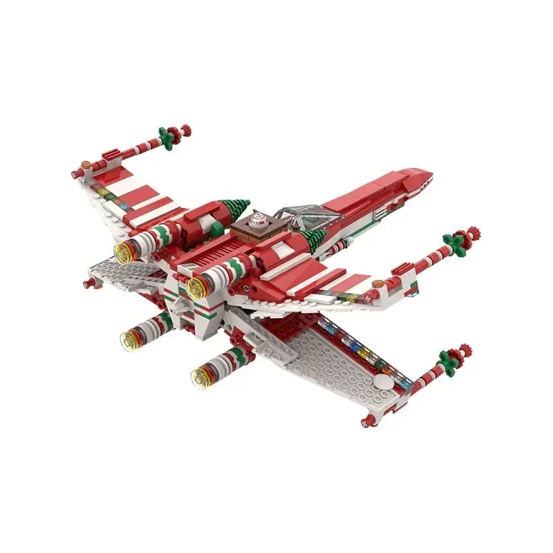 Bricklink MOC Ideas Space Wars Spaceship Wings Fighter Christmas Version 4002019 Aircraft Building Blocks Toys For Children Gift
