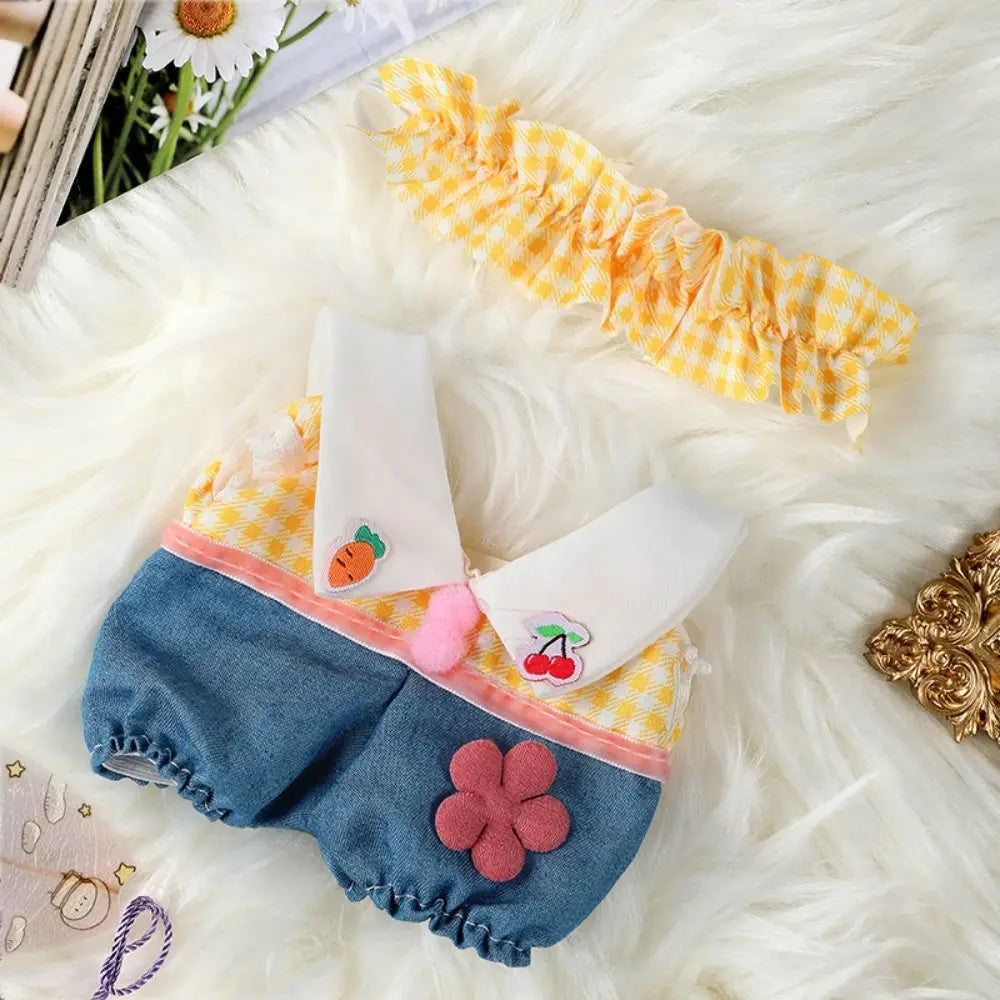 20cm Cotton Doll Clothes With Headwear Bow Headband Accessories Plush Dolls Dresses Skirt Decoration for EXO Idol Doll Accessory