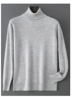 Men's 100% Pure Wool Pullover Sweater For Autumn Winter High Collar Knitted Long Sleeved Loose Solid Color Casual Simple Warmtop