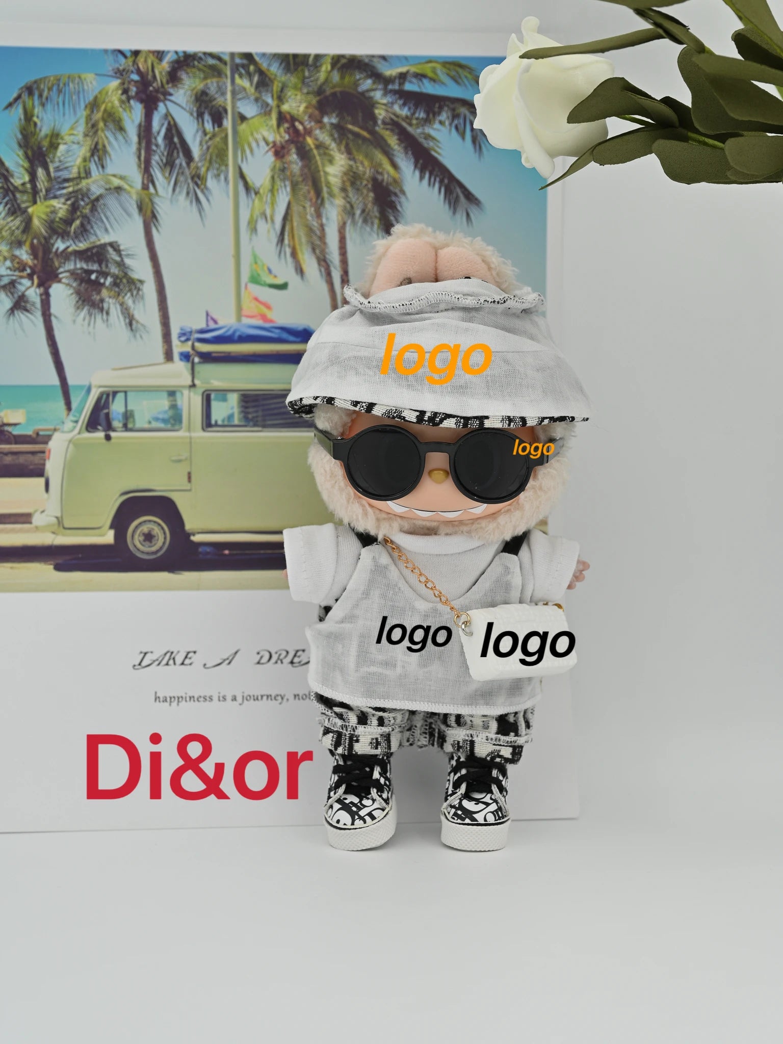 Labubu Haute Couture 17cm Doll Clothing| Gen1-3 Compatible | Designer Outfit with Mini Hat, Glasses & Shoes | Collectible Set