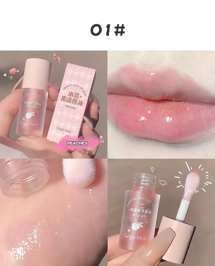 Gege Bear Crystal Jelly Fruit Lip Oil Peach Grape Avacado Hydrating Moisturizing Nourishing And Lightening Lips Line