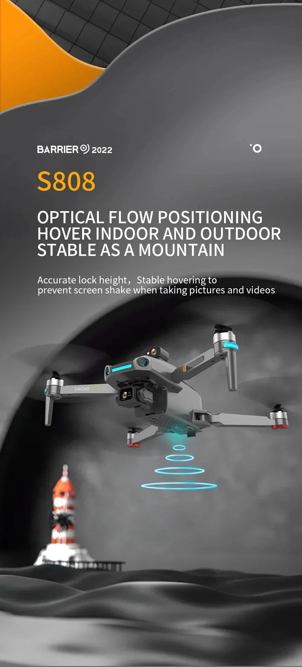 For Dji S808 PRO Drone 5G GPS Professional 8K Dual Camera 3-axis Anti-Shake Gimbal Obstacle Avoidance Wifi FPV Brushless Drone