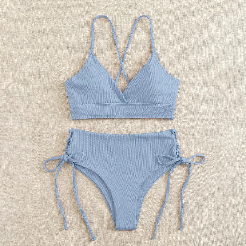 Cikini V-hals split bikiniset voor dames