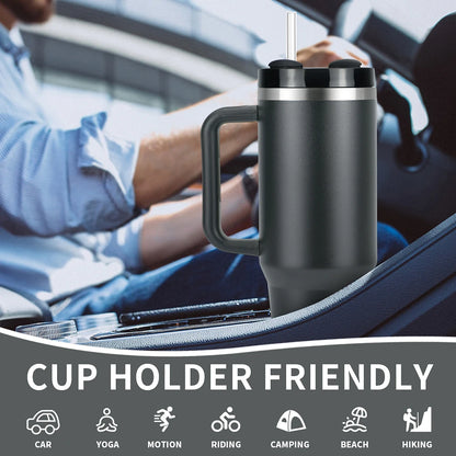 1pcs Watersy 40oz/1200ml Tumbler with Handle and Straw Lid Stainless Steel Keep Cold Vacuum Insulated Portable Car Travel Mug