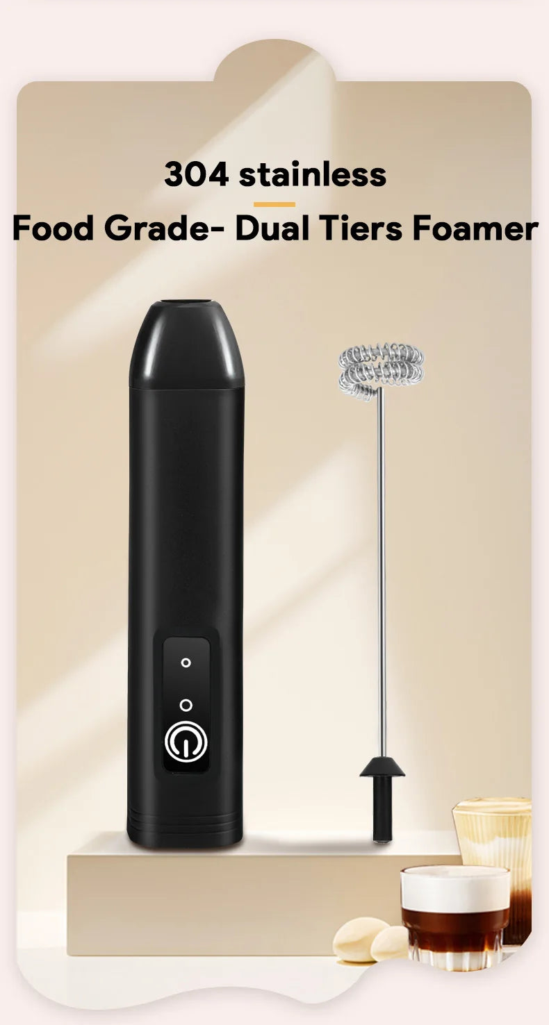Electric Milk Frother USB Rechargeable Handheld Egg Beater 3 Speeds Foam Maker Mixer Coffee Drink Frothing Wand Foamer Kitchen