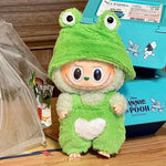 Doll Clothes For LABUBU Frog Set Jumpsuit Kawaii Fisherman Hat 2PCS/Pack Plush Cotton Doll Dress Up Game Decoration