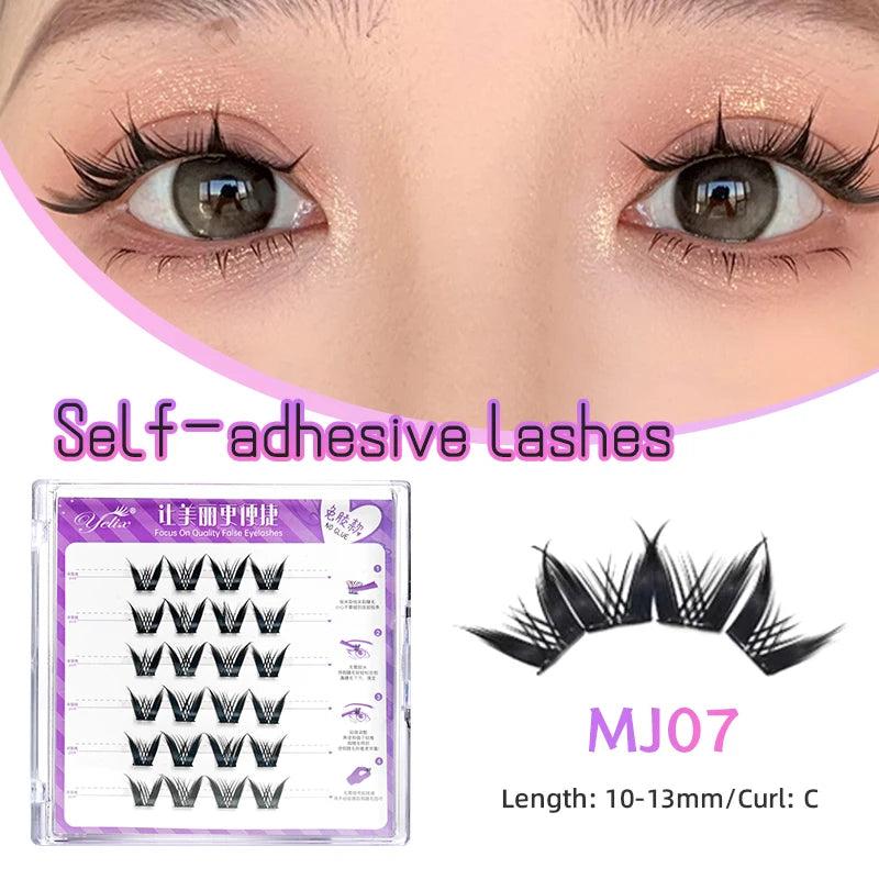 Yelix large capacity Self-Adhesive Eyelashes No Glue Fake Lashes Extensions Reusable for Makeup Soft Mink Eyelashes
