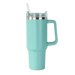 40oz Stainless Steel Car Cup Large Capacity Water Cup with Handle and Straw Double-walled Insulated Travel Mug Holiday Gifts