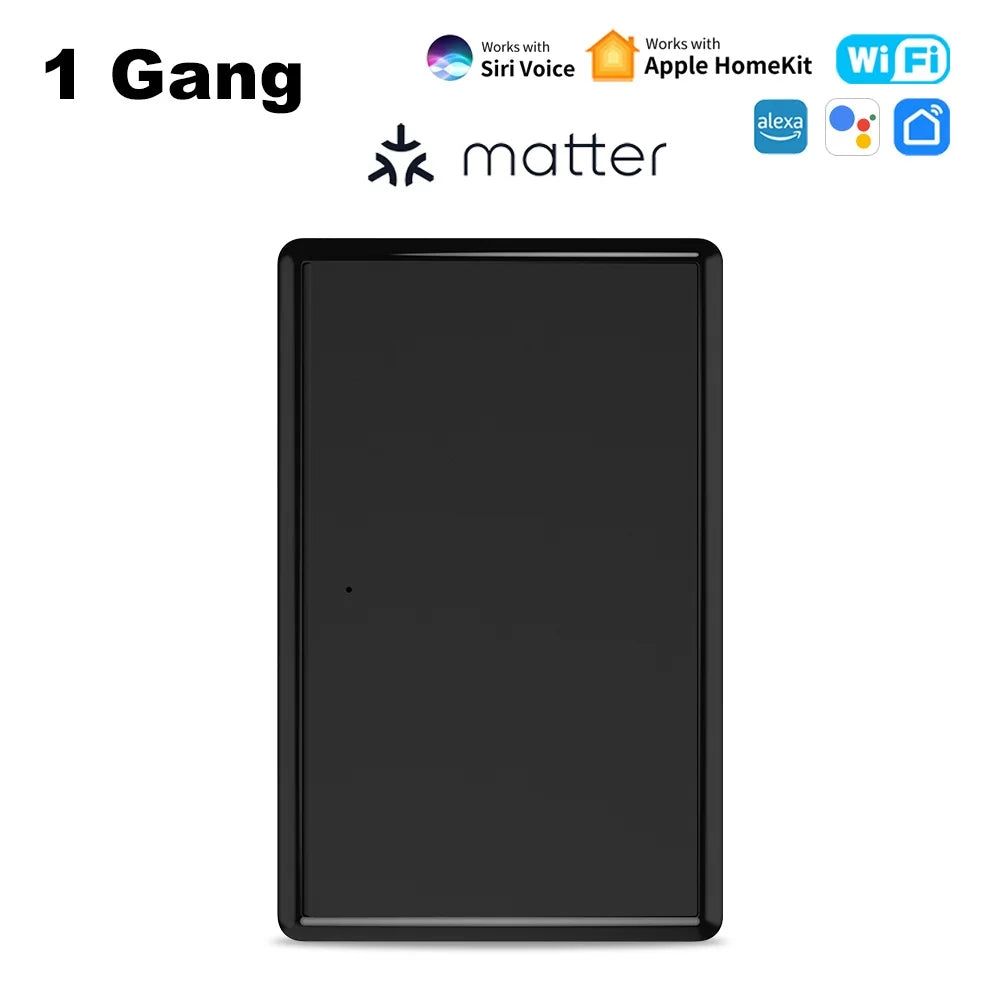 Manhot Matter WiFi Smart Wall Light Switch 1 2 3 4 Gangs with Neutral Wire Push  Physical Light Switches work with Homekit App