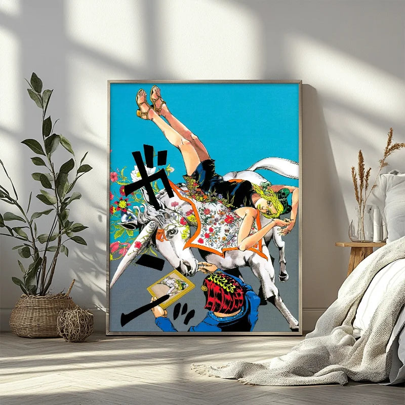 Anime JOJO Bizarre Adventure Retro Poster Canvas Wall Art Printing Waterproof Home Living Bed Room Bar Hallway Aesthetic Decor