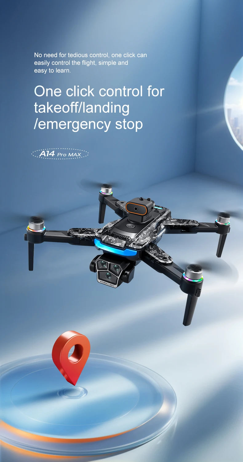 Xiaomi Mijia A14Pro max GPS Brushless 8K three Camera Optical Flow Obstacle Avoidance Foldable Quadcopter RC Distance Drone Toys