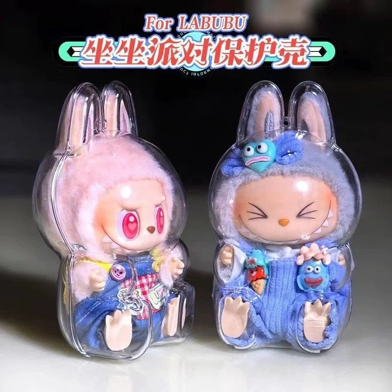 Transparent Protective Cover for Labubu Monster Toy Elf Doll Cover Storage Box Cute Elf Plushie Display Cover for Party Dolls