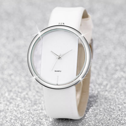 2PCS/Set Women's Watch Pearl Diamond Bracelet Set Fashion Hollow Dial Leather Band Quartz Watches(Without Box)
