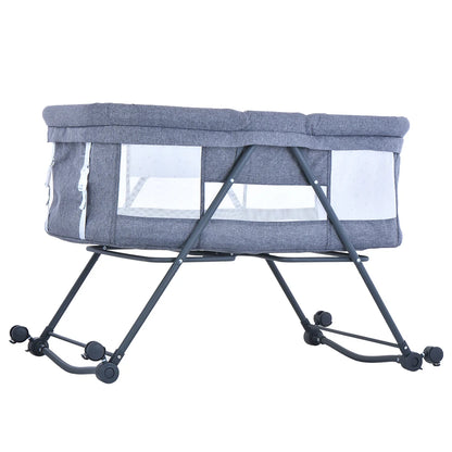 Baby Reisbed met Matras & Stille Wielen – Omvormbare Schommelwieg