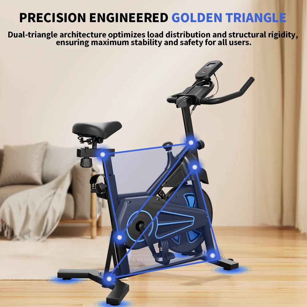 Formill QK116 Indoor Magnetic Spinning Bike, 6KG Flywheel Home Exercise Bike with LCD Display, Adjustable Resistance, Quiet Belt