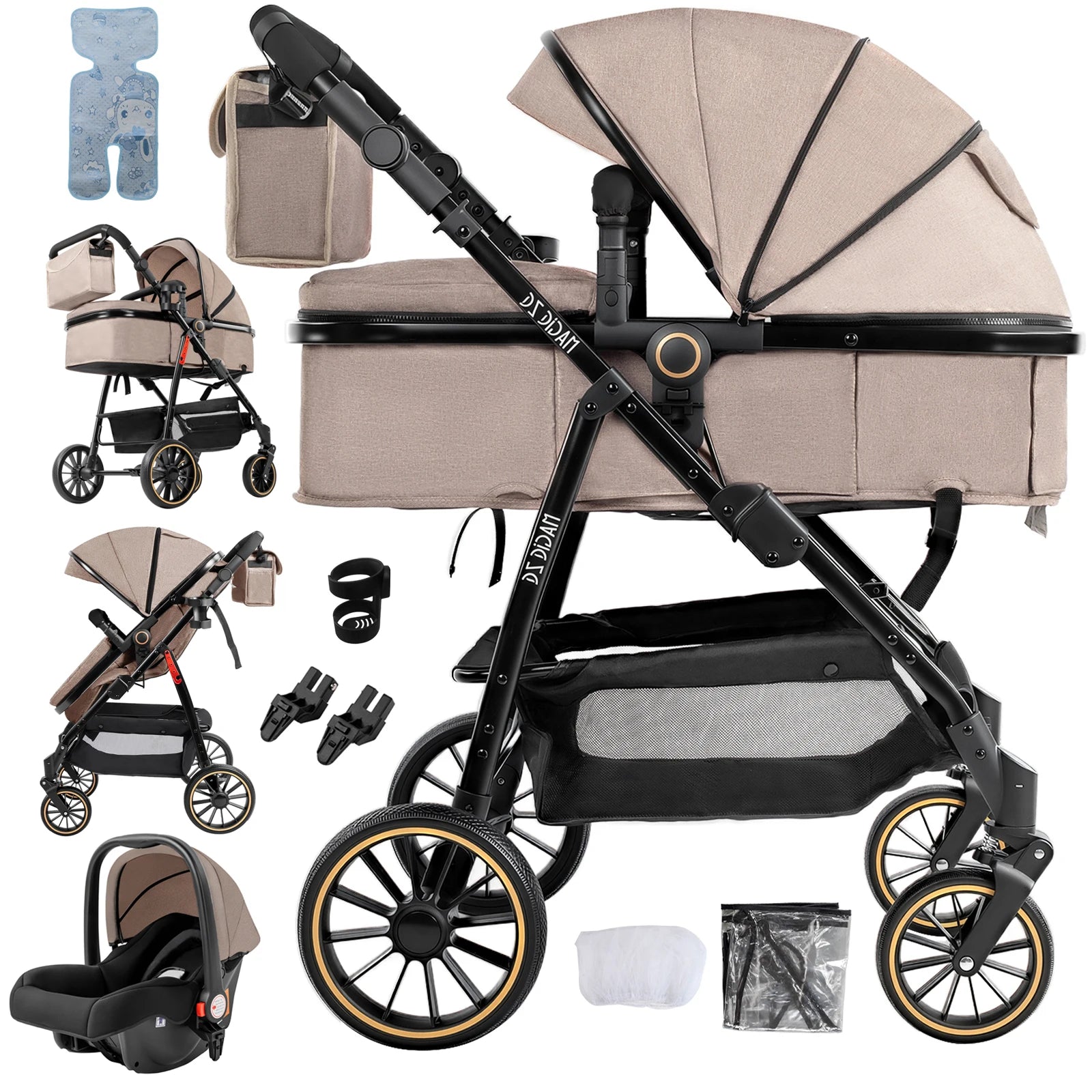 Baby Carriage Light Stroller Baby Stroller 3 in1 Foldable pushchair high quality prams Lie Flat Baby Stroller adjustable seat