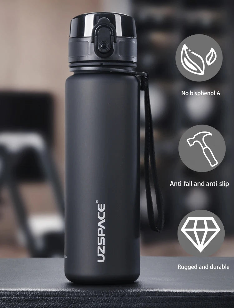 UZ Sports Water Bottle BPA Free Portable Leakproof Shaker Bottle Tritan Plastic Drinkware 500/1000ML Jug for Camping Gym School