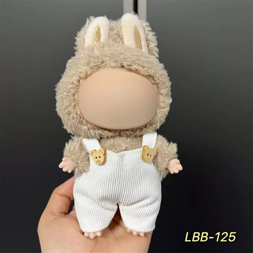 Cute Mini Plush Doll Clothes for 17cm Labubu Many Kinds of Overalls Clothes Accessories