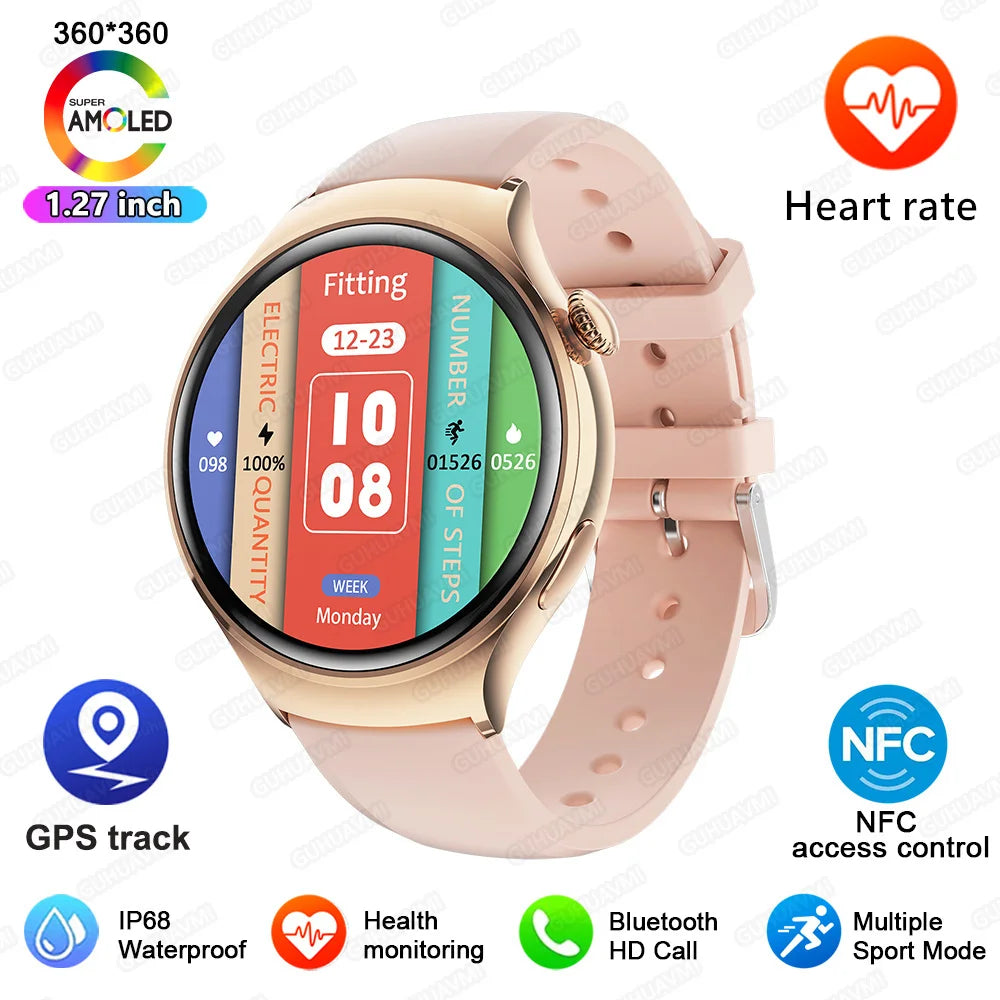 2025For HUAWEI Smart Watch Women GPS Trajectory Heart Rate Blood Pressure NFC Bluetooth Call 1.27inch AMLOED Smartwatches Ladies