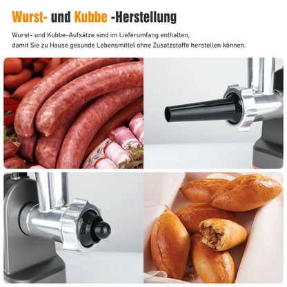 Electric Meat Grinder with 3 Stainless Steel Cutting Plates, Cookie and Sausage Chopper for Home Kitchen, Christmas Dinner Tools