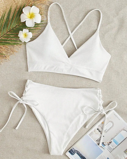 Cikini V-hals split bikiniset voor dames