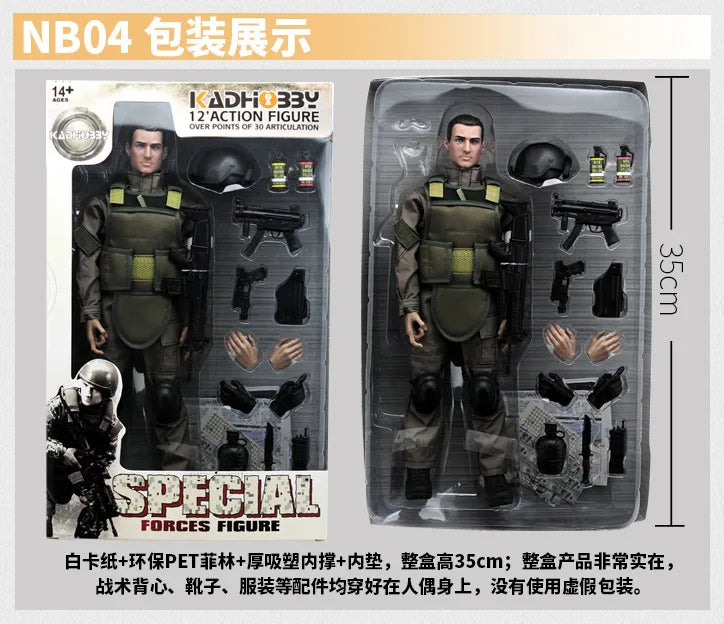 1/6 Action Figure Military Army 30cm Combat Swat Police Soldier With Gun Forces Model Toys