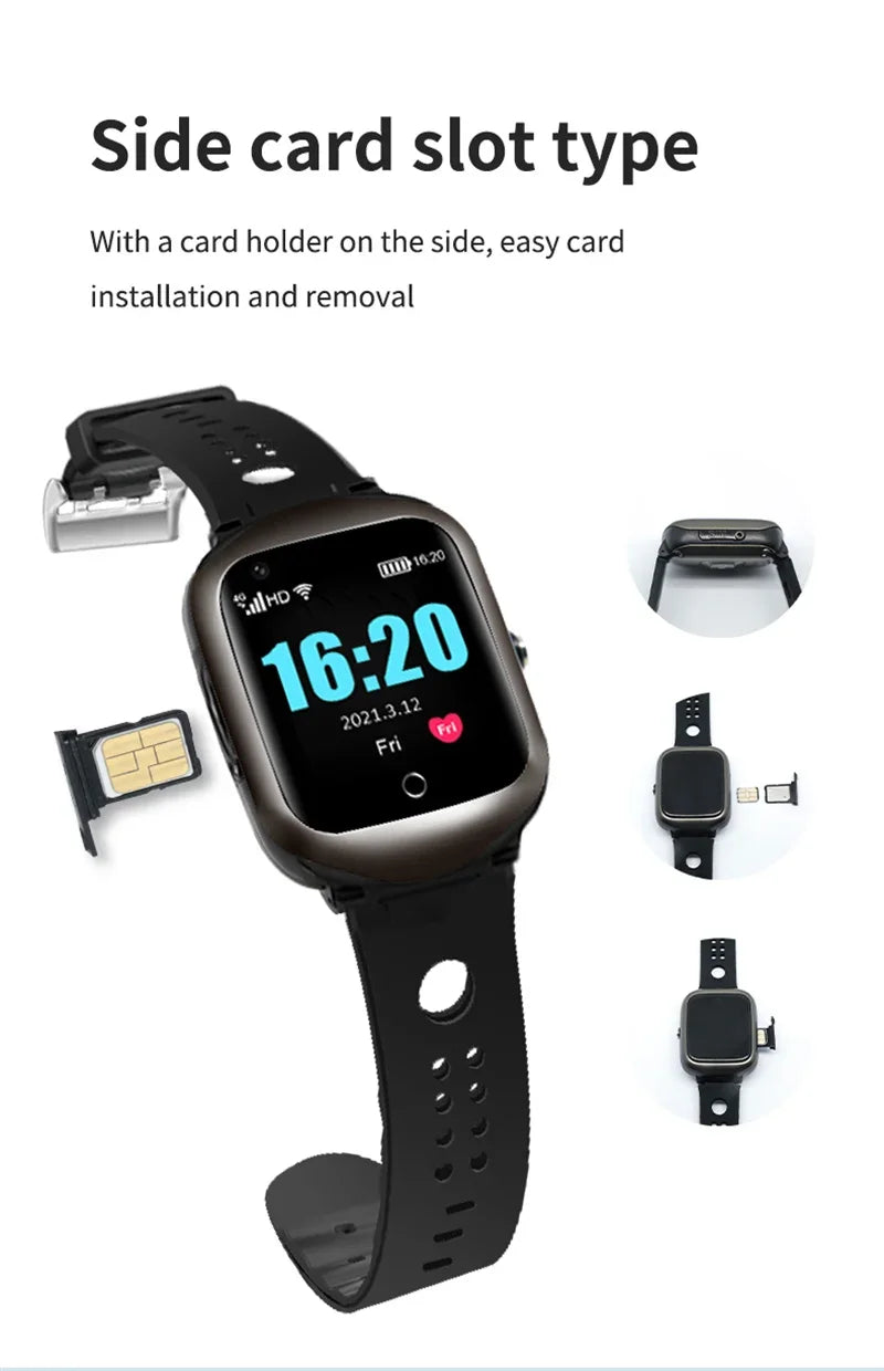 4G Elderly Smart Watch GPS Tracker Video Call SOS Heart Rate Monitoring IOS Android GPS+WIFI+LBS Positioning Smart Clock FA66S