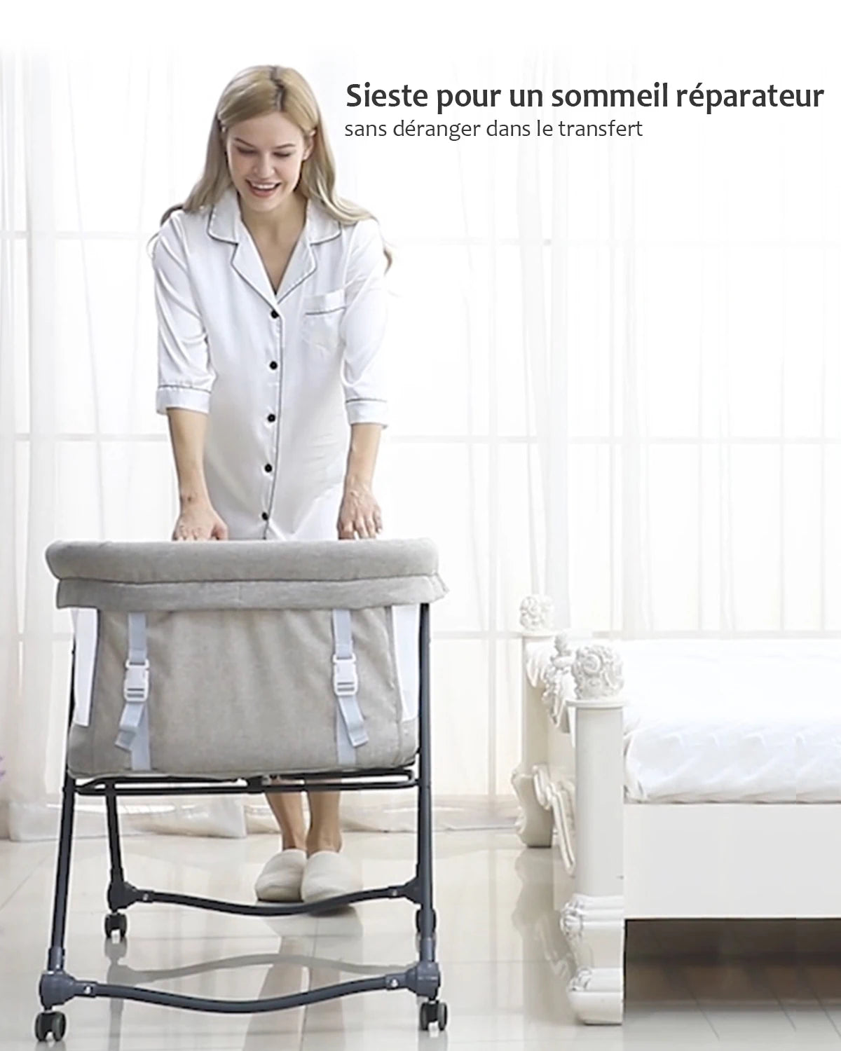 Baby Reisbed met Matras & Stille Wielen – Omvormbare Schommelwieg