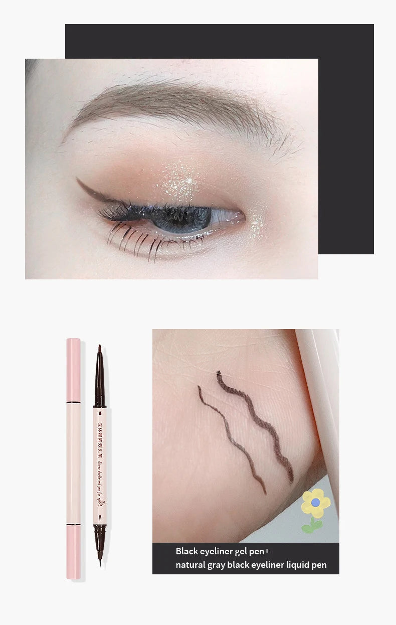 Eyeliner Double Head Pen For Smooth And Delicate Eye Makeup  Quick Drying Film Forming Waterproof And Sweat Proof Eye Makeup