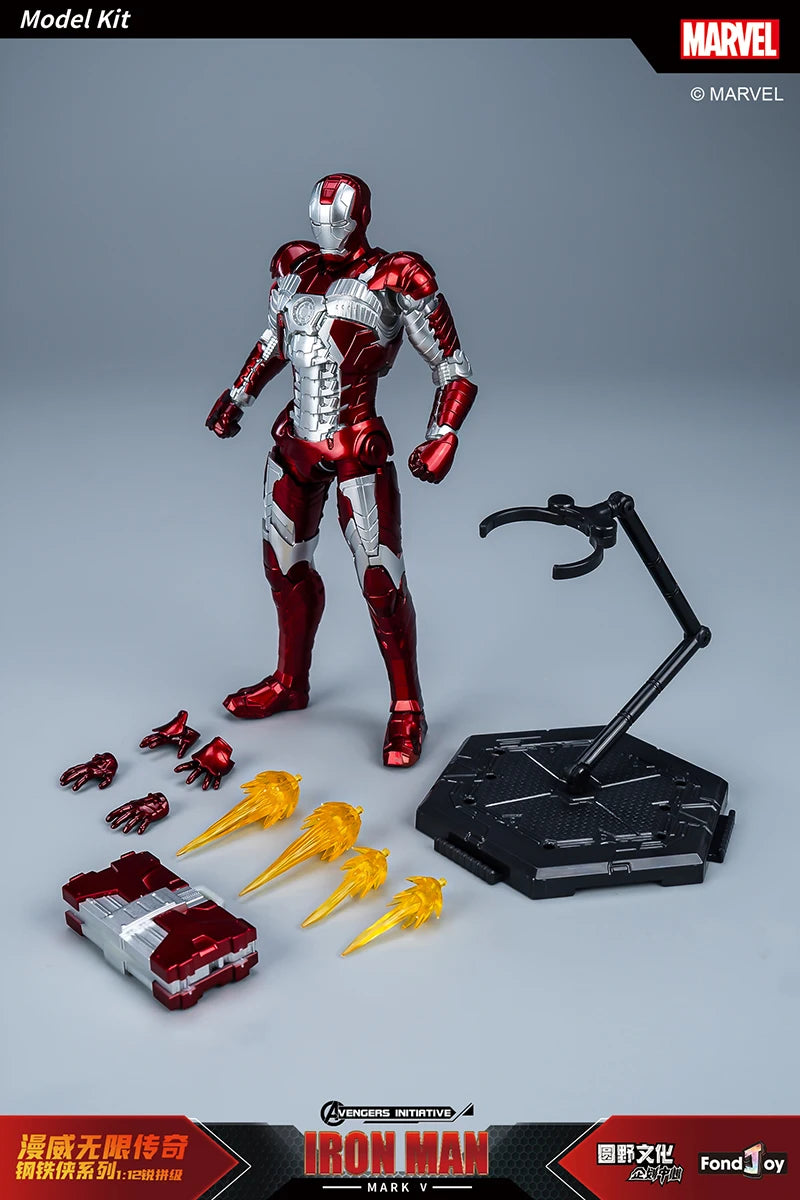 Fondjoy Marvel Iron Man MK1 Assemble Toy ABS Material First Generation Iron Man 1/12 Action Figures Toy Birthday Gifts for Boys