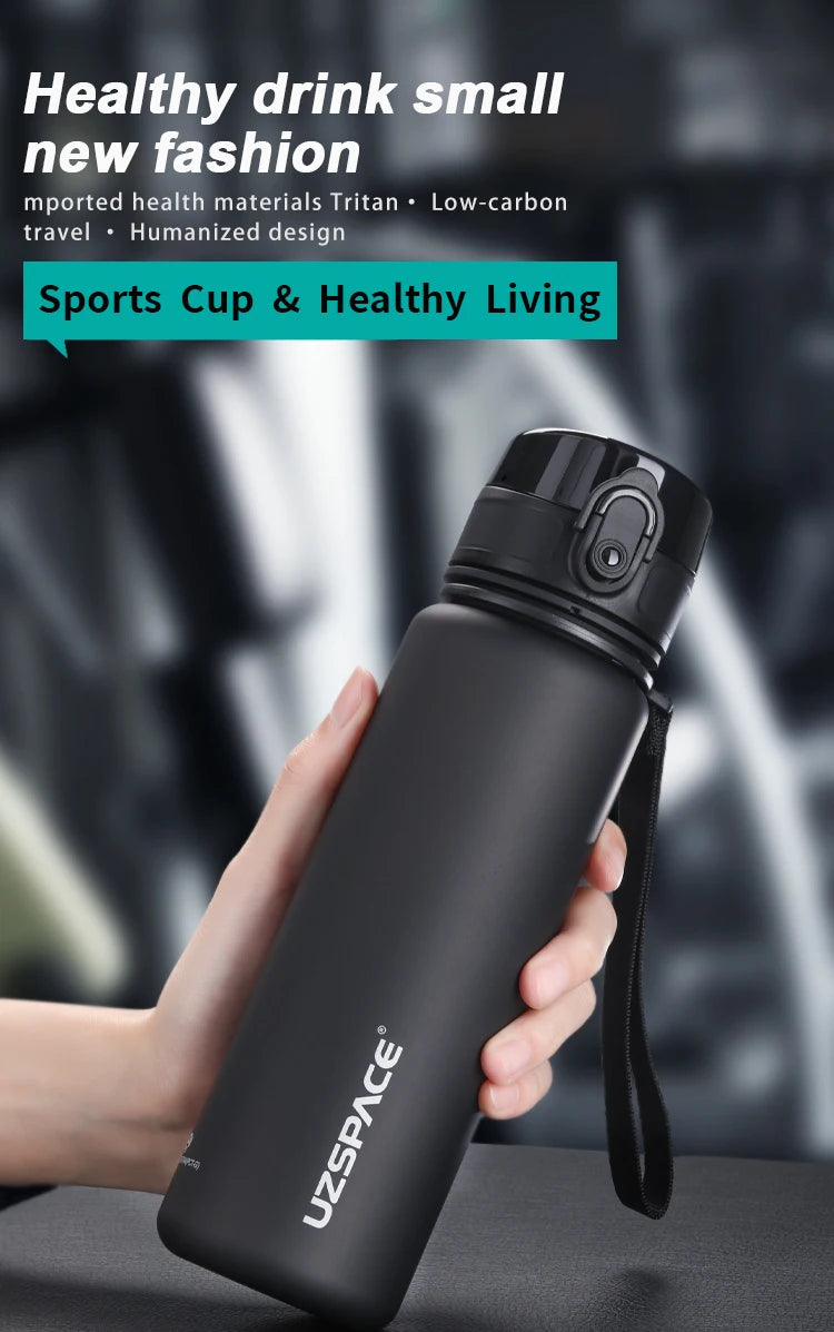 UZ Sports Water Bottle BPA Free Portable Leakproof Shaker Bottle Tritan Plastic Drinkware 500/1000ML Jug for Camping Gym School