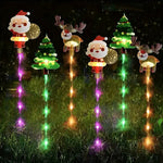 6pcs/set Solar-Powered Christmas Lawn Lights Santa Tree & Reindeer Designs for Outdoor Decor Waterproof Garden Lights Holiday