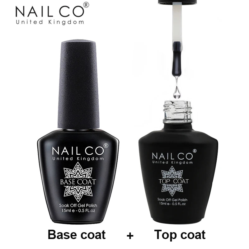 NAILCO 15ml Top Coat And Base Coat Art Design Gel Nail Polish Top Base Coat UV LED Soak Off Gel Nail Varnish