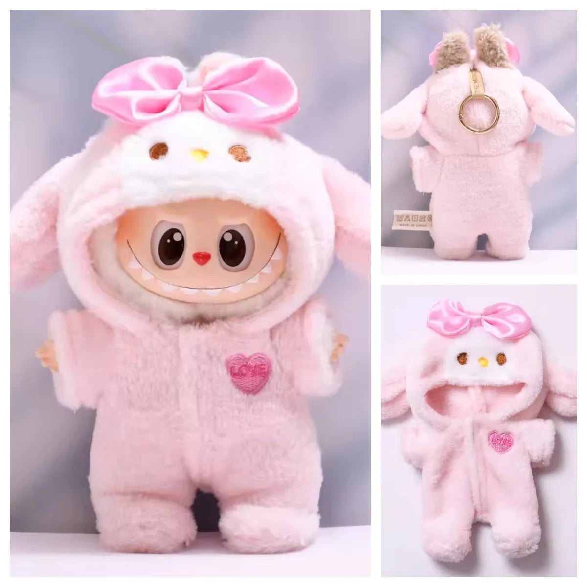 13CM Plush Doll Clothes for Labubu Doll's Clothes 6-Piece Set Dinosaur Animal Suit with Hat Outfit Accessories Dolls Clothing