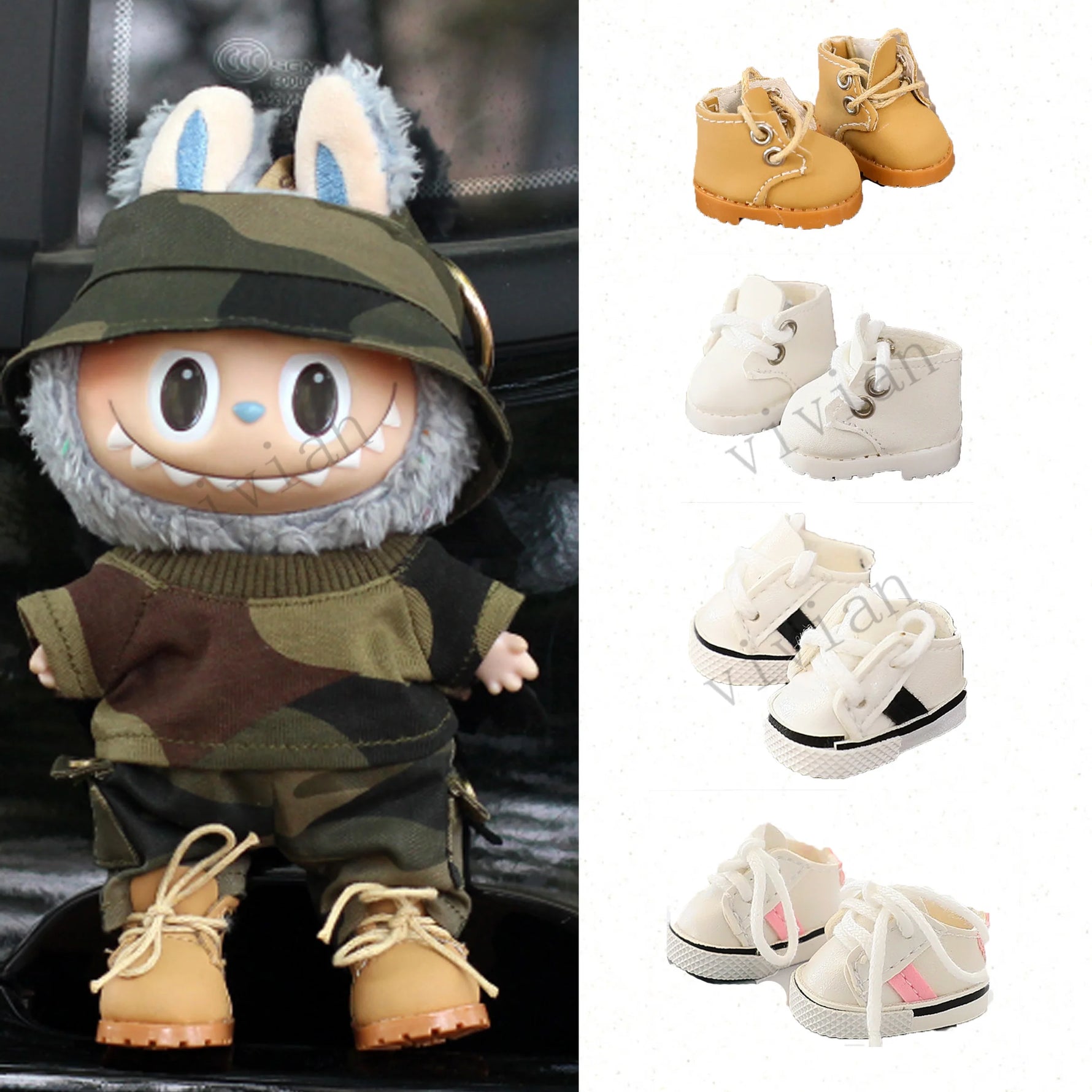 For Ropa LABUBU 15/17cm Cotton Dolls Shoes Toys Casual Sports Canvas Shoes Martin Boots Dolls Accessories for labubu outfits