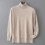 Men's 100% Pure Wool Pullover Sweater For Autumn Winter High Collar Knitted Long Sleeved Loose Solid Color Casual Simple Warmtop