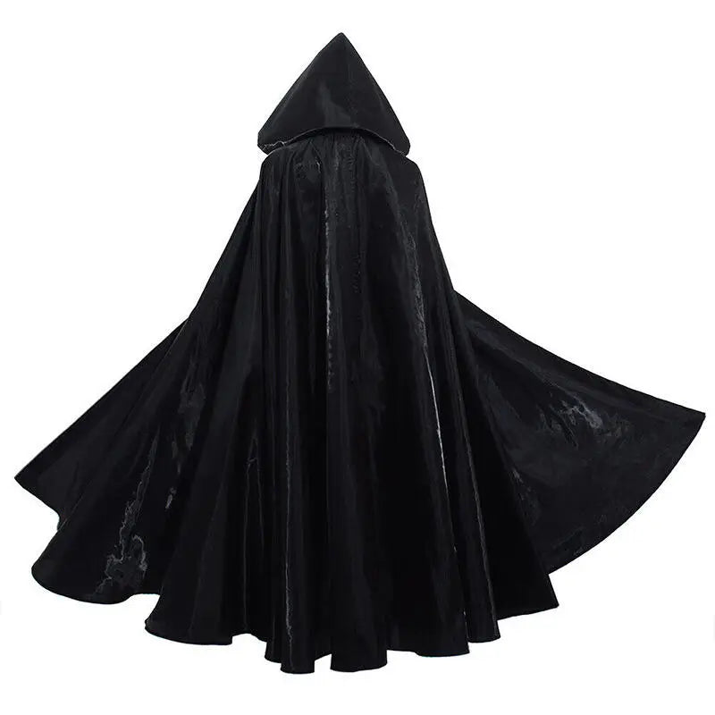 Witchcraft Vampire Robe for Adult, Hooded Long Cloak, Halloween Party, Cosplay Costume, Black, Medieval Cloaks, 2024 Hot Selling