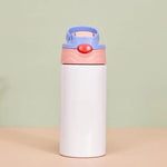 350ml Sublimation Straight Sippy Cup Flip Top Kids Bottle Stainless Steel Double Wall Water Tumbler with Straw Sippy Bottle