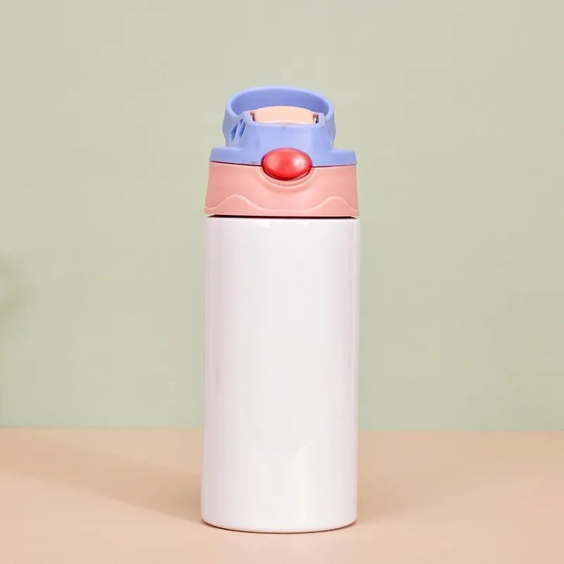 350ml Sublimation Straight Sippy Cup Flip Top Kids Bottle Stainless Steel Double Wall Water Tumbler with Straw Sippy Bottle