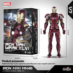 Marvel Iron Man MK46 Assembled Model 10in 1/7 scale Action Figures Reactors can emit light Collect Ornament Boy Toy Gift