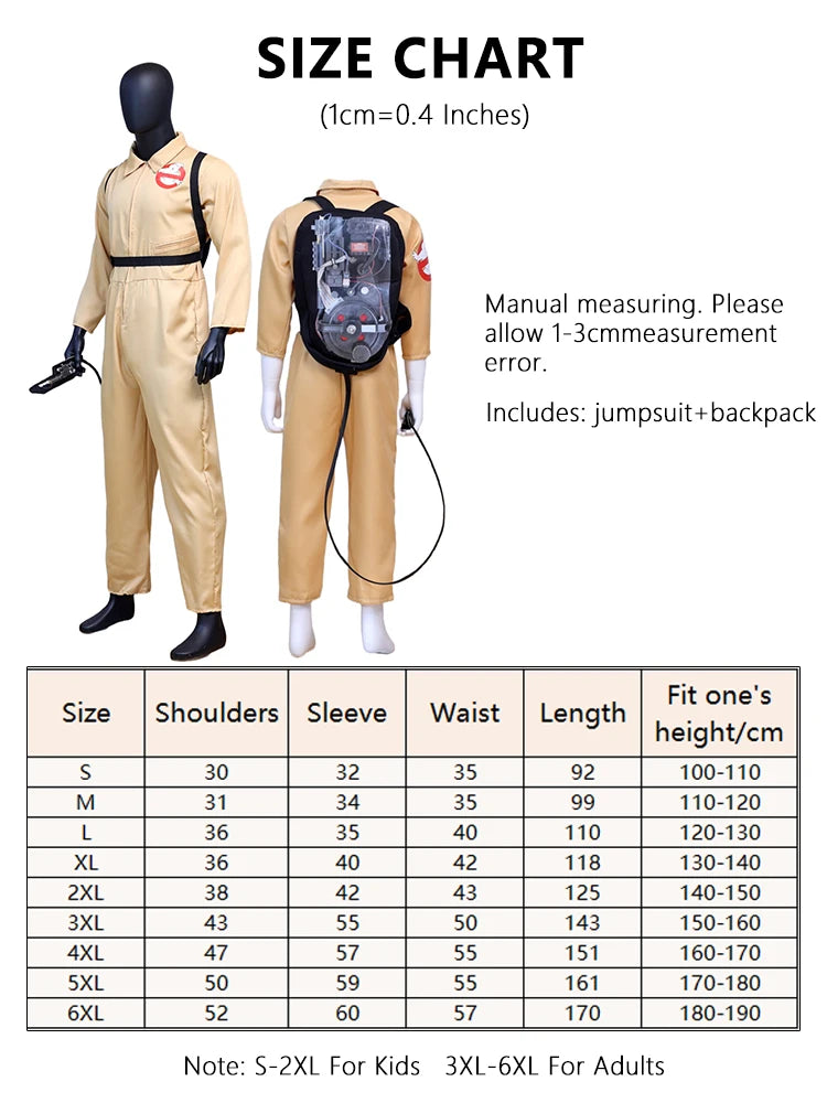 Kids Adults Cosplay Costume with Proton Pack Halloween Christmas Carnival Theme Party Clothes Fans Collection ﻿