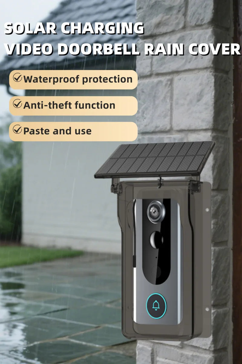 Wireless Doorbell Camera with Solar Cover 1080P Video Intercom Motion Detect Night Vision Waterproof Outdoor Smart Doorbell Wifi