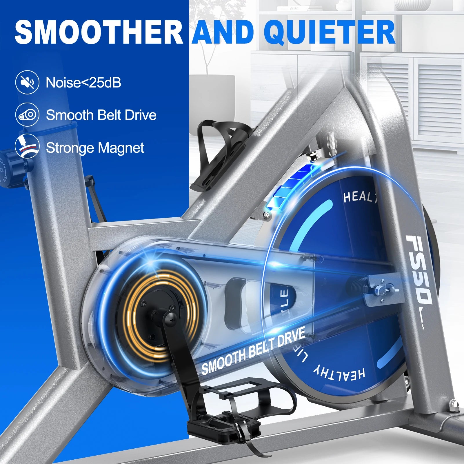 Fysiq Fs50 Exercise Bike 300W, 4-Way Adjustable Ergometer, Indoor Fitness Bike with Rpm Display, Tablet Holder, 150kg Capacity