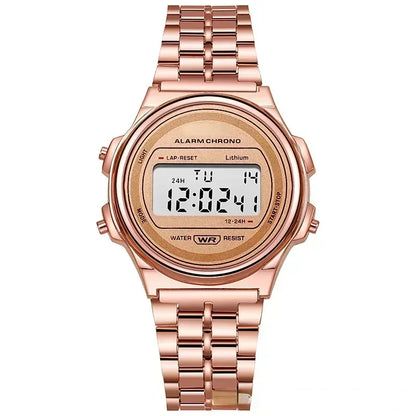 Retro Square Electronic Watches Digital Display Women Men Watch Rose Gold Silver Luxury Ladies Wristwatches Relojes Para Mujer