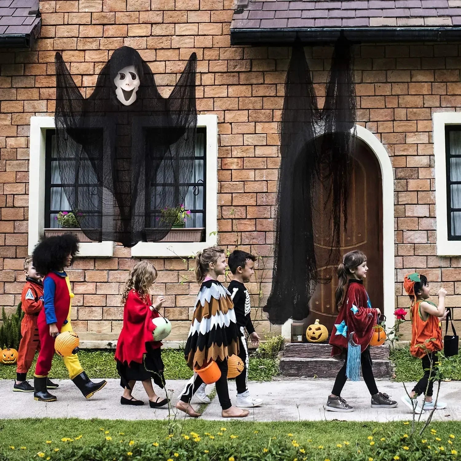 76x183cm Halloween Decorations Black Creepy Gauze Cloth Window Table Door Net Spooky Fancy Dress Party Haunted House Wall Decor