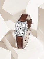 Fashion Rectangle Quartz Wrist Watch for Women Luxury Brand Roman Dial Leather Strap  Ladies Watches Clock
