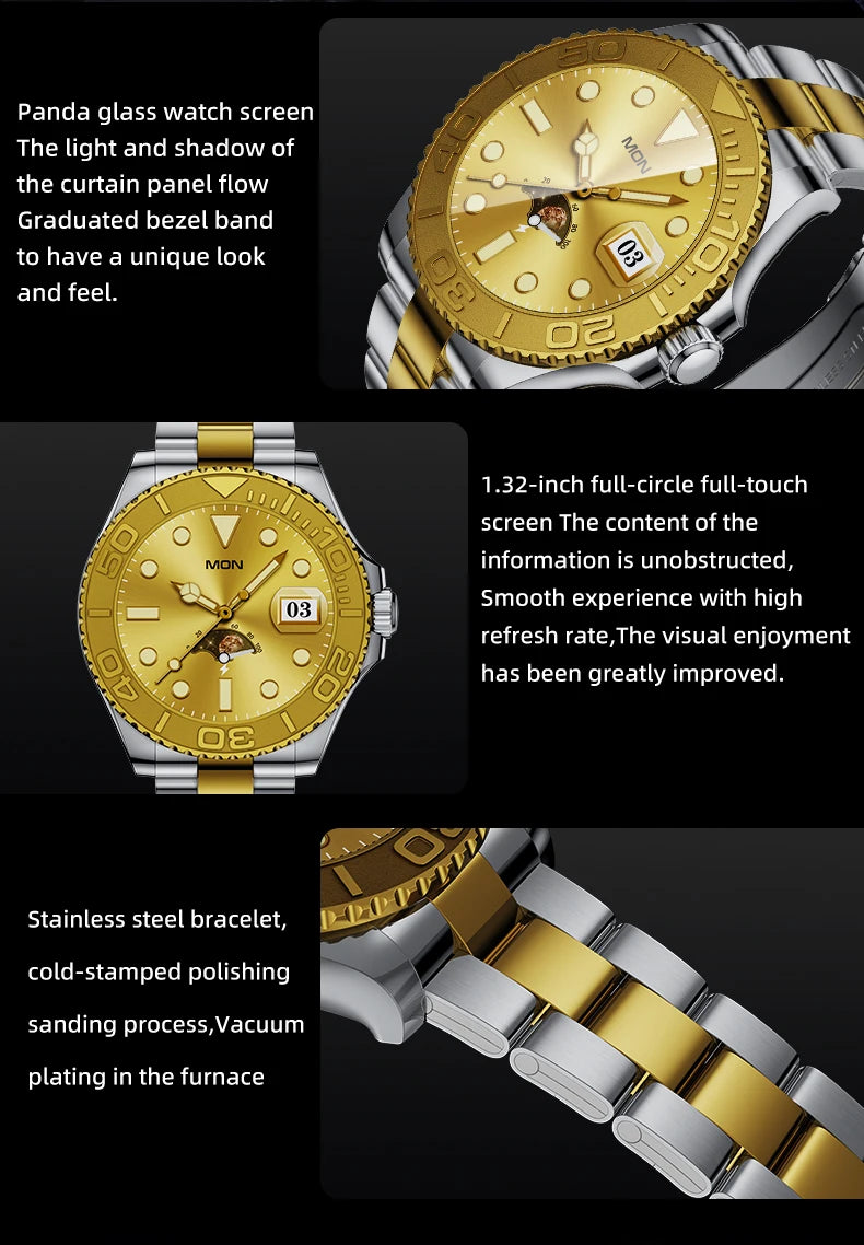 Aiweile AW46 Smartwatch Smart Watch Man 1.32 Inch HD AMOLED Screen Sports Modes Bluetooth Call for Android Yacht Range Master