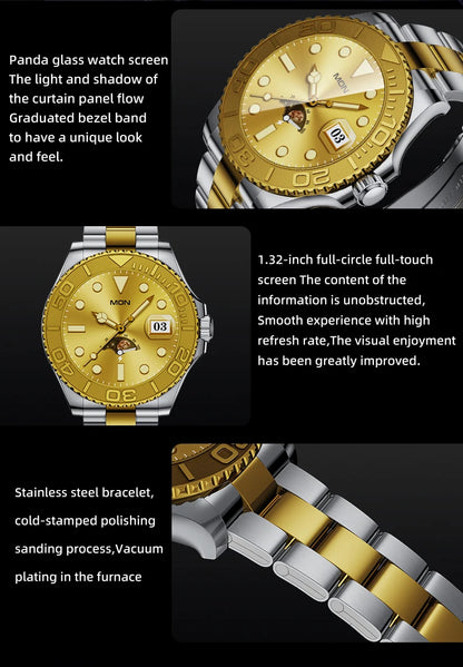 Aiweile AW46 Smartwatch Smart Watch Man 1.32 Inch HD AMOLED Screen Sports Modes Bluetooth Call for Android Yacht Range Master